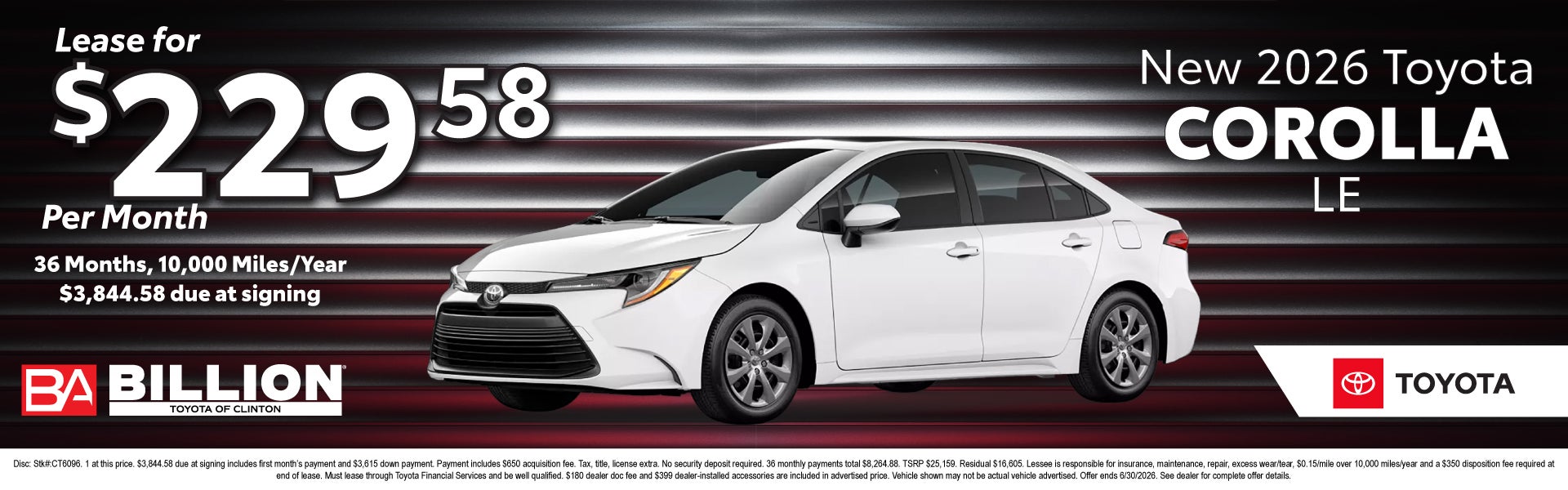 NEW 2026 TOYOTA COROLLA LE