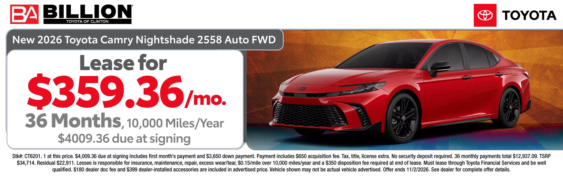 NEW 2026 TOYOTA CAMRY NIGHTSHADE